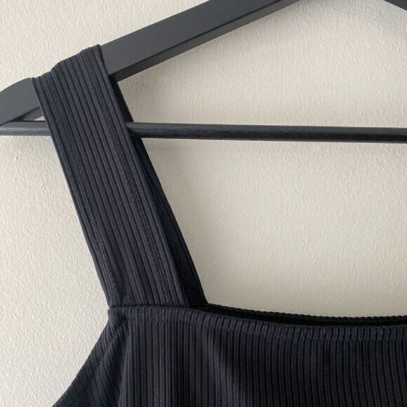 The Drop Jody Black Square Neck Fitted Rib Tank Top - Picture 4 of 9